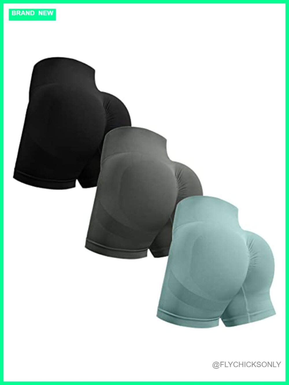 Seamless Scrunch Butt Lifting High Waisted Workout Shorts 3 Piece